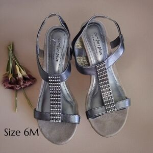 Comfort Plus By Predictions Rhinestone Wedge Swanky Sandal Size 6